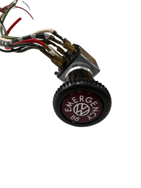 Roter Warnblinkschalter mit Knopf für das gepolsterte Armaturenbrett von VW US-Modellen (Käfer, Bus T2, Karmann Ghia)